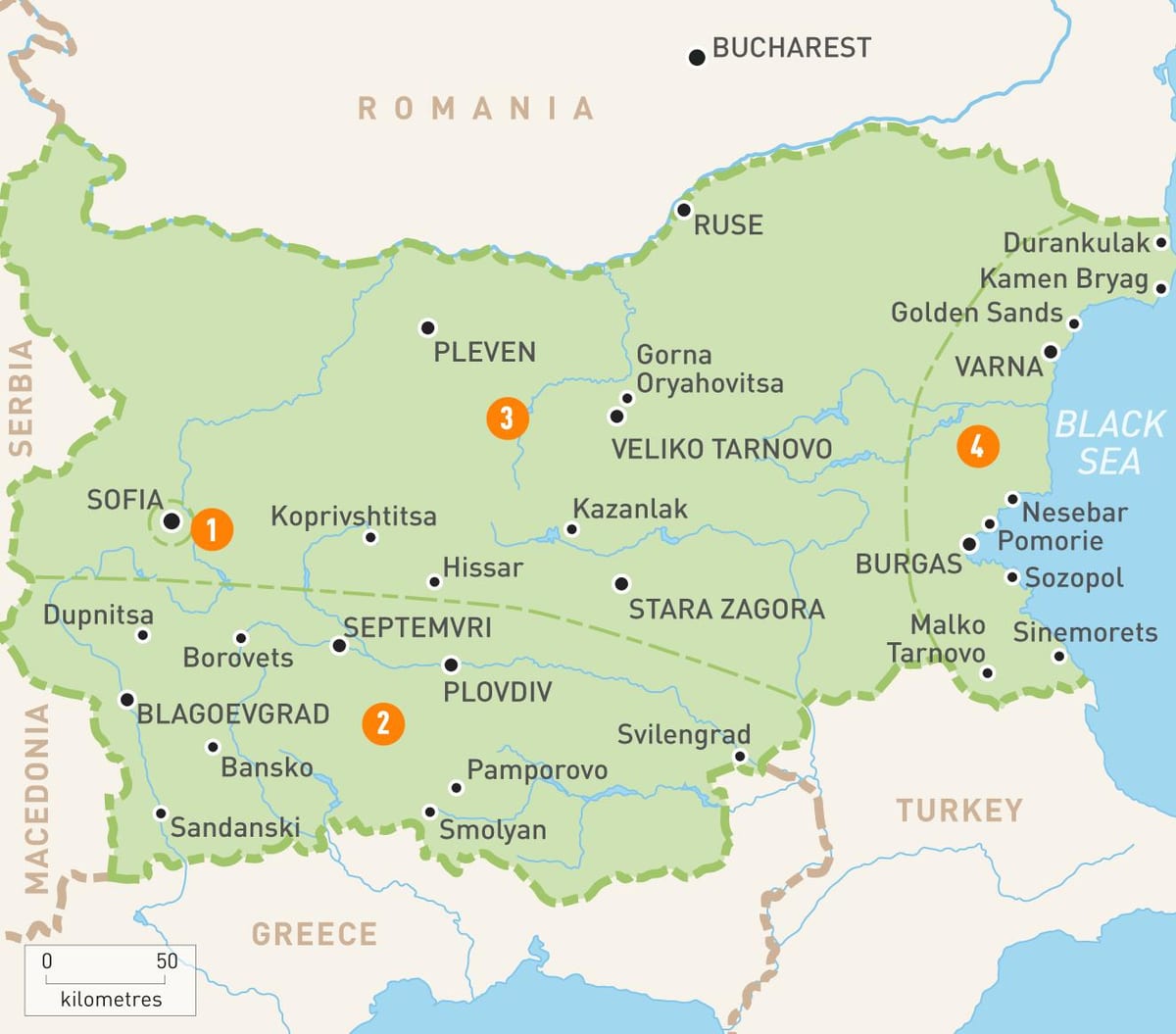 Bolqarıstanın regionları xəritə