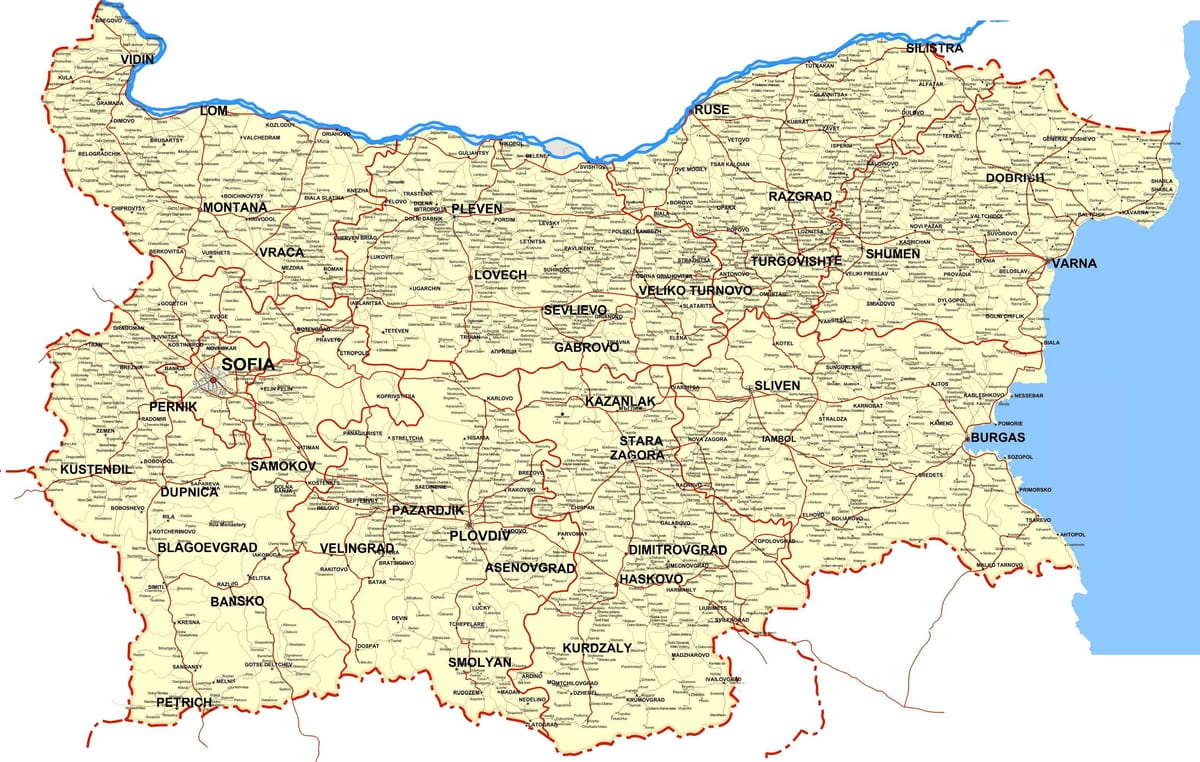 Bolqarıstan ölkəmizin xəritəsi